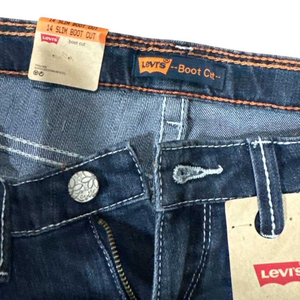 NEW Levis Bootcut Jeans Girls 14 Slim Dark Wash Denim Kids Stretch Summer Style - Picture 10 of 12